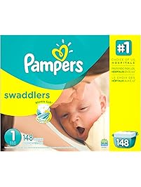 Pampers Swaddlers Disposable Diapers Newborn Size 1 (8-14 lb), 148 Count, GIANT (Packaging May Vary)