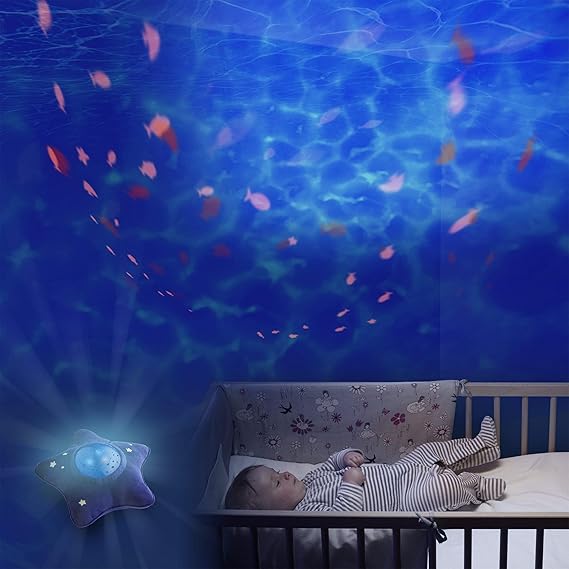 Veilleuse Musicale Et Lumineuse Enfant Et Bebe Peluche En Forme D Etoile Projecteur Aquatique Nomade Lampe Plafond Calm Ocean Bleu Pabobo X Kid Sleep Amazon Fr Bebes Puericulture