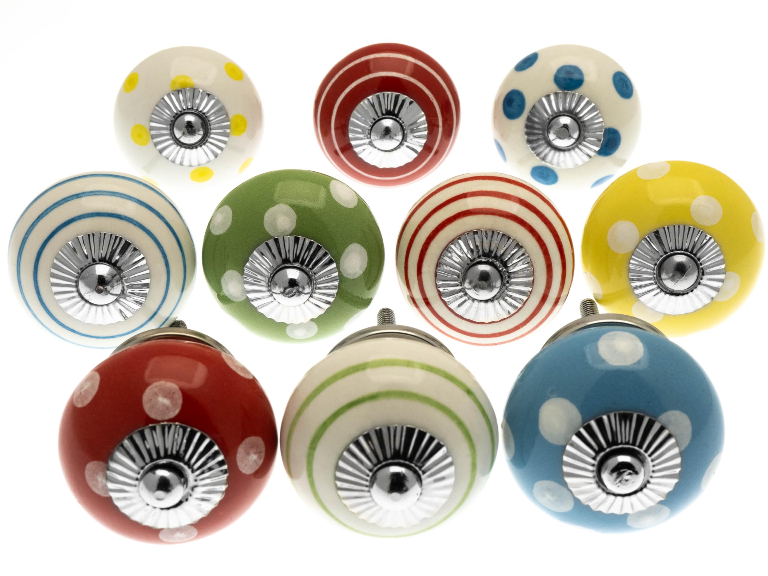 Mixed Set of Bright Coloured Cupboard Knobs x Pack 10 (MANGO-98)