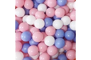 Thenese Pit Balls Crush Proof Plastic Children's Toy Balls Macaron Ocean Balls Small Size 2.15 Inch Phthalate & BPA Free Pack of 100 White&Blue&Pink