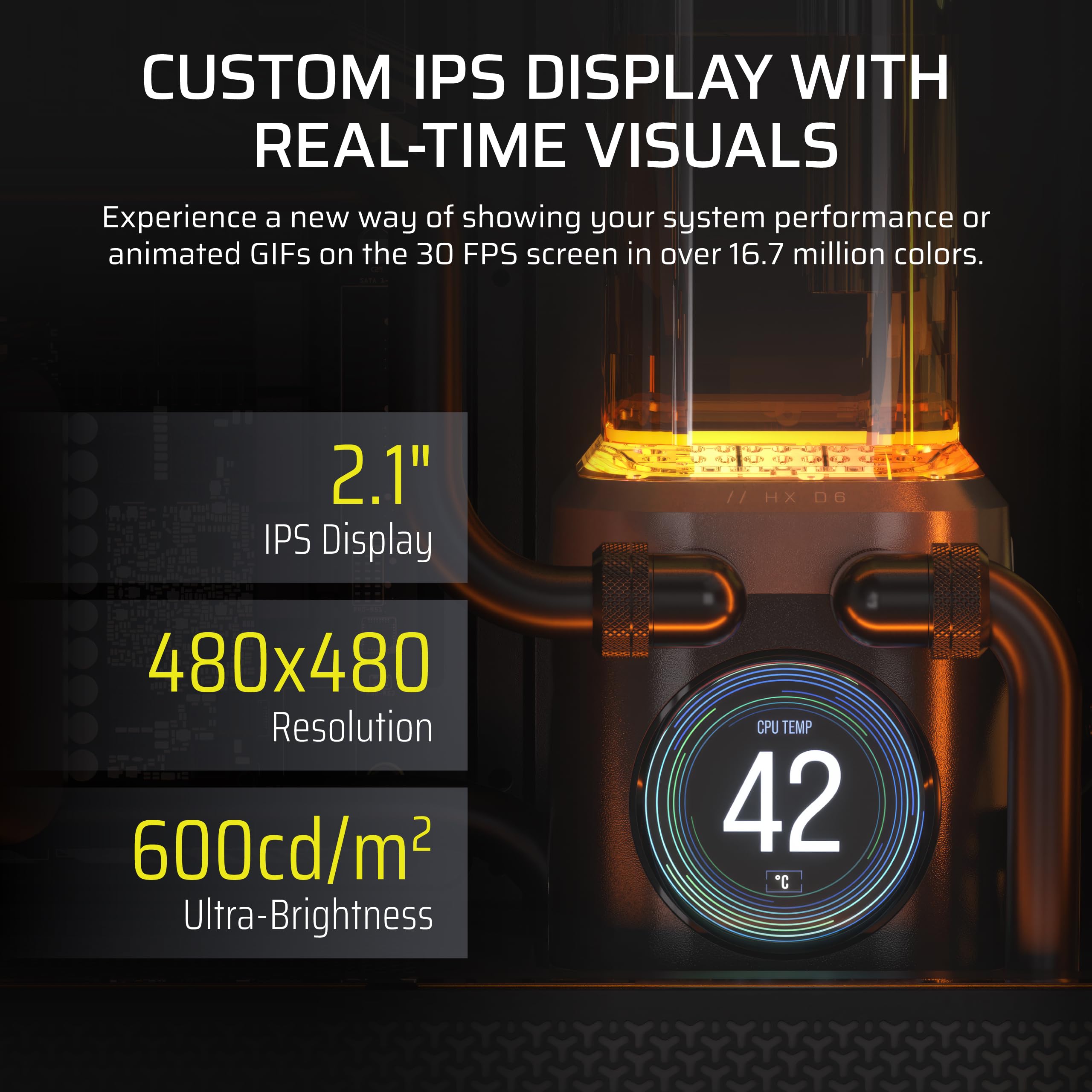 Corsair iCUE Link XD6 RGB Elite LCD Pump/Reservoir Unit – FlowDrive Max Pump, 480x480 IPS LCD Screen, Built-in Temperature Sensor, 22 Addressable RGB LEDs, 440ml Nylon Reservoir – Stealth Gray