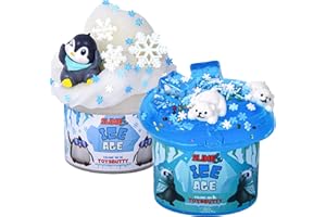 TOYSBUTTY FINOCLAY 2 Pack Cloud Slime Kit for Kids,Soft Clear Slime with 8 DIY Accessories, Ice Age Theme Sensory Putty Toy, Premade Slime Making Kit, Fun Birthday Easter Party Favors for Girls & Boys