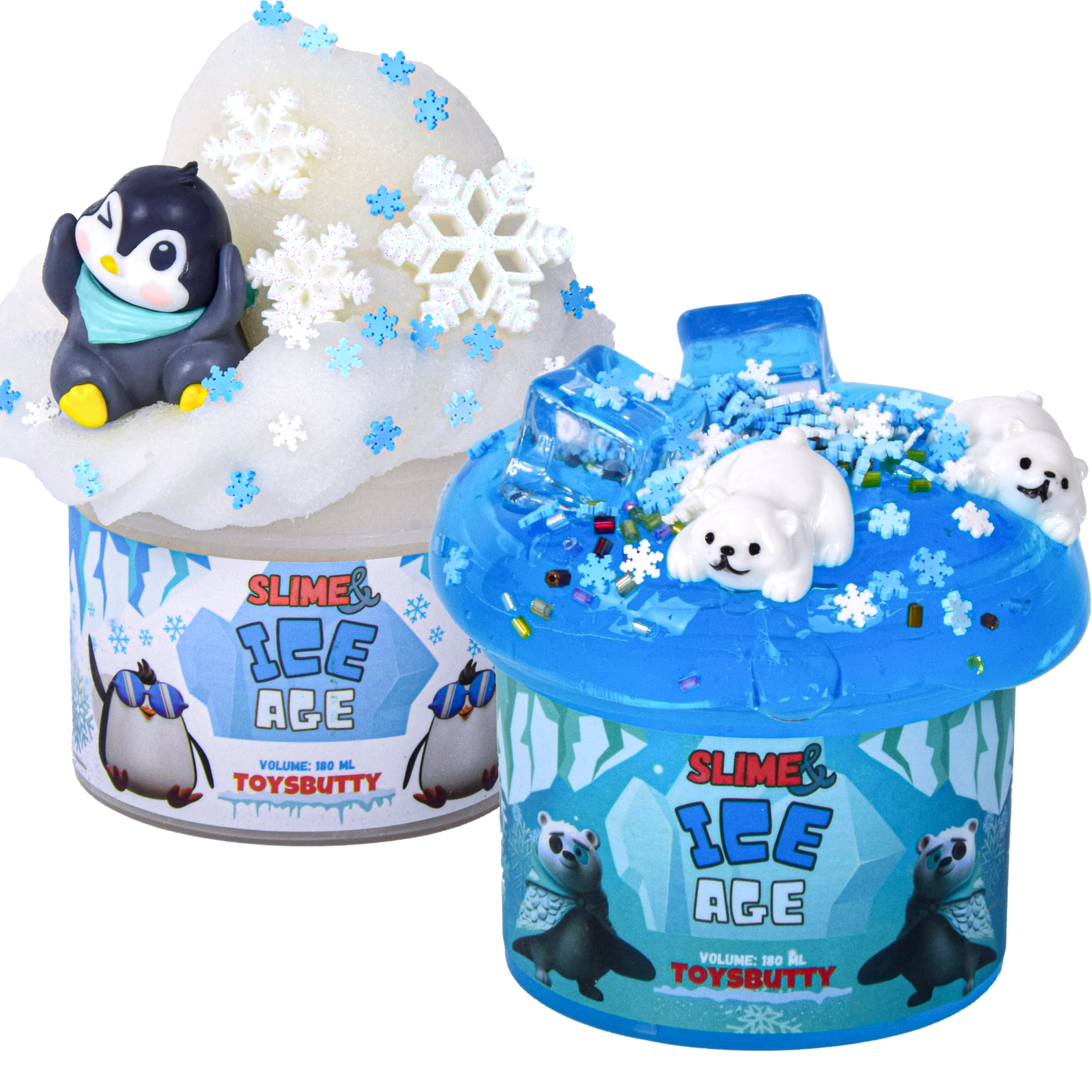 FINOCLAY 2 Pack Cloud Slime Kit for Kids,Soft Clear Slime with 8 DIY Accessories, Ice Age Theme Sensory Putty Toy, Premade Slime Making Kit, Fun Birthday Easter Party Favors for Girls & Boys