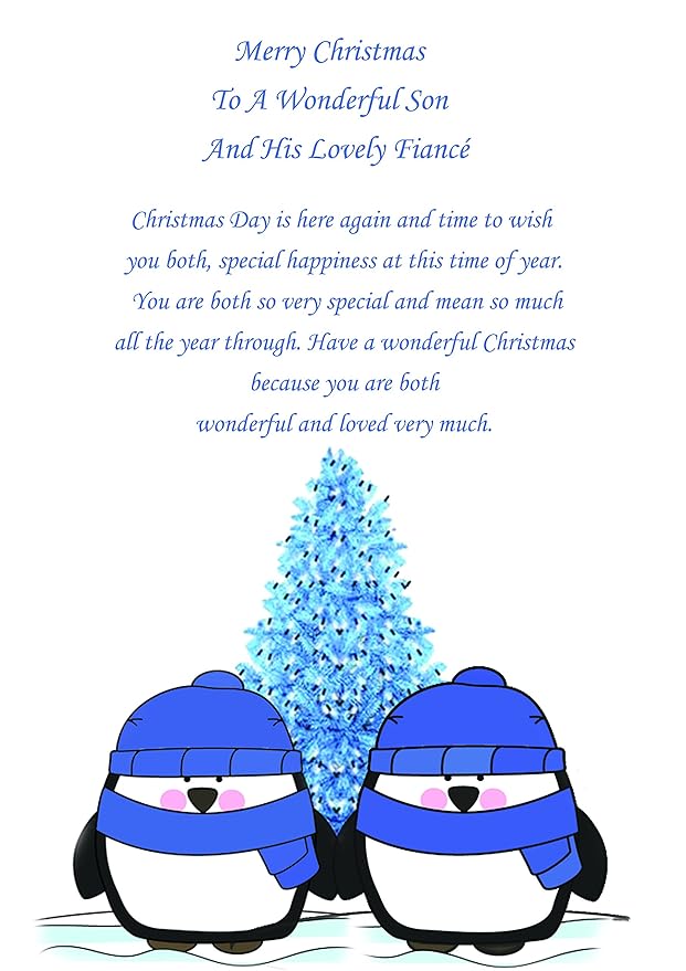 Son &amp; Fiance Christmas Card Cute (Male and Male): Amazon.co.uk: Office