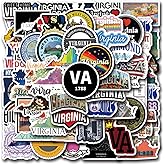 62pcs Virginia Stickers Pack, Aesthetic Cartoon Cute Vinyl Waterproof Decals for Water Bottle,Laptop,Phone,Skateboard,Scrapbooking,Bumper for Party Supply