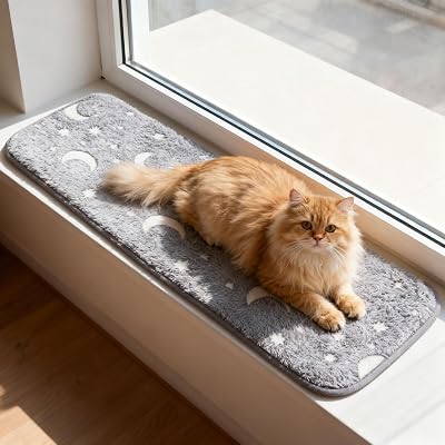 pet prime Cat Window Bed Mat 90x28cm Luminous Print Sill Non-Slip Lounger