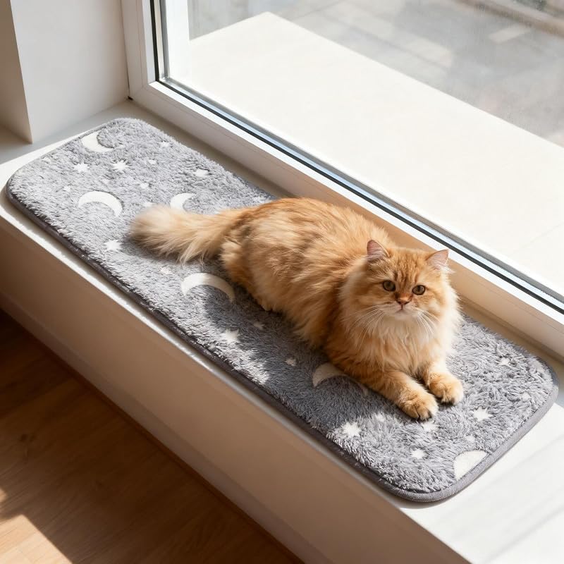 pet prime Cat Window Bed Mat 90x28cm Luminous Print Sill Non-Slip Lounger