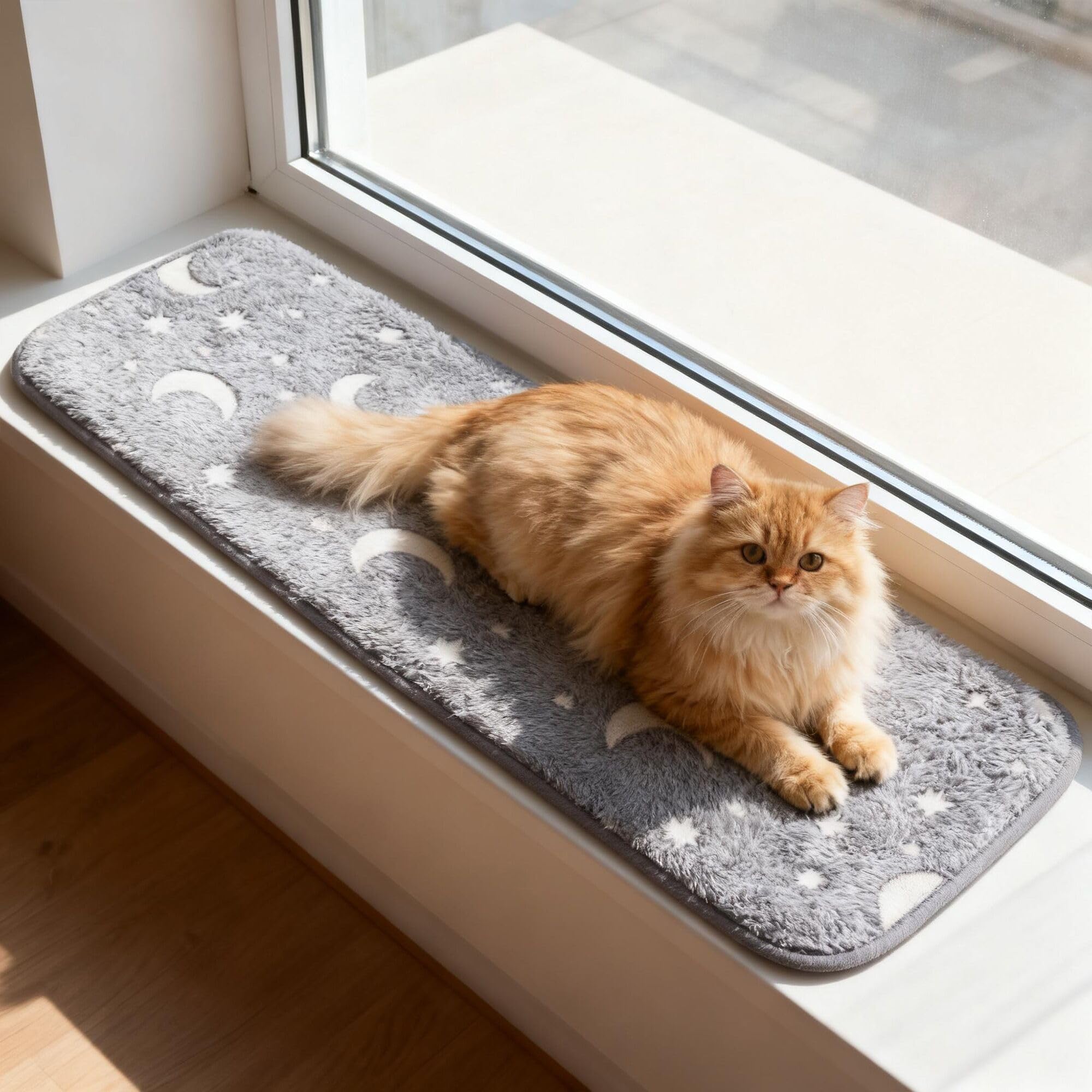 pet prime Cat Window Bed Mat, Cat Window Hammock, Sill Non-Slip Lounger Cushion for Windowsill 90x28cm(Luminous Print)