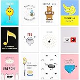 【12 Pack】Large Funny Thank You Cards – Big Size 5 x 7 Inch – Appreciation Cards and Pun Cards Printed on Premium Thick 350 GSM Paper – 12 Unique Eye Catching Designs in Funny Themes – Funny Greeting
