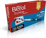 Berol Dry Wipe Whiteboard Markers Broad Tip Black 12 Pens