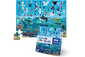 Crocodile Creek Above + Below 48-Piece Jigsaw Floor Puzzle - Fun Floor Puzzles for Kids Ages 4-8 - Sea & Sky - 27 x 20 inches Finished
