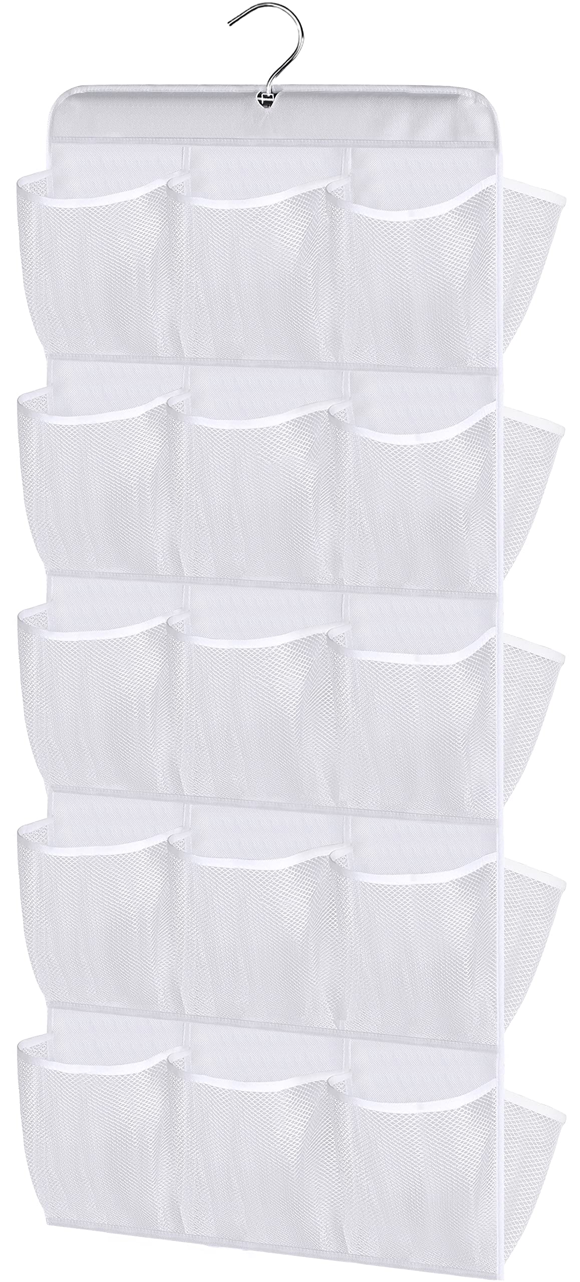 MISSLO Hanging Shoe Rack 30 Mesh Pockets Shoe Storage for Wardrobes Organiser with Rotating Hanger Dual Sided Shoe Organizer Hanging Storage Space-Saving Solution, White