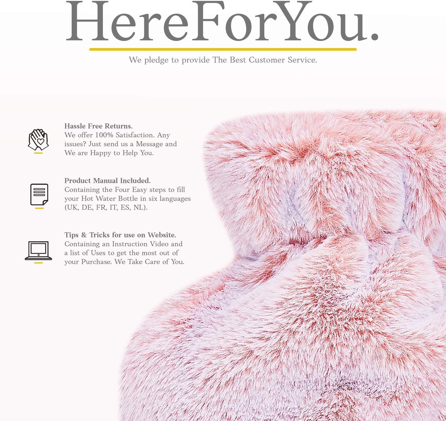 Hot Water Bottle with Soft Cover - 1.8L Large - Classic Hot Water Bag for Pain Relief, Neck and Shoulders, Feet Warmer, Menstrual Cramps, Hot and Cold Therapy - Great Gift for Women and Girls (Pink): Health & Personal Care