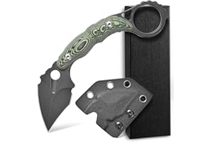 Ccanku C1107 Fixed Blade Knife D2 Blade, G10 Handle Claw Knife for Outdoor Camping, Survival, EDC Tool Fixed Knives with Kydex Sheath (Green)