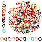QXUJI 200PCS Acrylic Linking Rings, Link Connectors, Assorted Color Open Link Rings, for DIY Jewelry Making, Purse Eyeglass Jean Pocket Chain Lanyard, 10x14mm