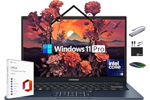 ASUS Vivobook Laptop 2025 Ultra Portable Business Computer, 14" FHD Display, 16GB RAM, 1TB Storage (512GB SSD + 500GB Ext), 6-Core Intel i3-1315U, MarxsolAccessory, Win 11 Pro, Lifetime Office 2024