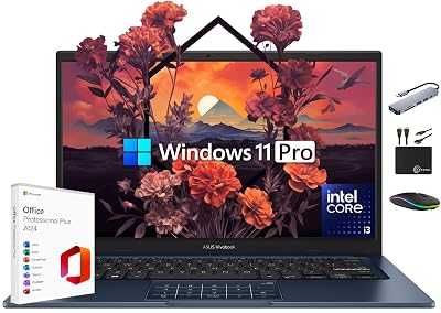 ASUS Vivobook Laptop 2025 Ultra Portable Business Computer, 14" FHD Display, 40GB RAM, 1.5TB Storage (1TB SSD + 500GB Ext), 6-Core Intel i3-1315U, MarxsolAccessory, Win 11 Pro, Lifetime Office 2024