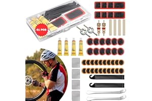 KHOSHEA 61 PCS Bike Tire Repair Kit - Inner Tube Patch Kit - Bike Flat Tire Repair Kit |Complete Bicycle Tire Repair Kit for BMX, MTB, Ebike, Scooter| - Fix Bicycle Puncture in Minutes
