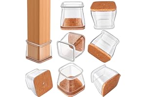 RUSIDO Chair Leg Floor Protectors Square, Silicone Chair Leg Protectors for Hardwood Floors, Furniture Leg Pads Caps Covers Protect Wooden Floors from Scratching 20 Pcs Large (Fit:1-1/16" to 1-5/8")