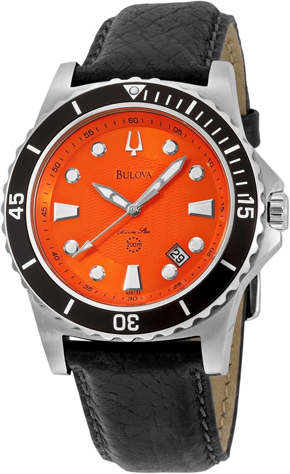 Bulova Men's 98B132 Marine Star Orange Dial Strap Watch : Amazon.ca