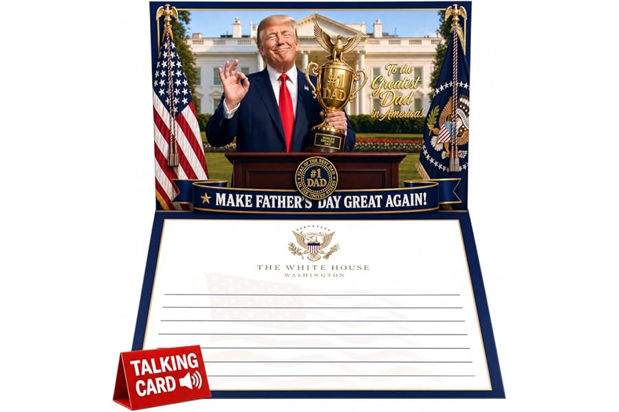 ZoomPave Talking Father’s Day Card with Sound, Funny Patriotic Audio Greeting Card for Dad Husband Grandpa, 35-Second Voice Message, 5x7 Best Dad Gift from Son Daughter Wife