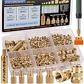 FFVRVSS 300+6Pcs Brass Threaded Inserts M2 M2.5 M3 M4 M5 for 3D Printing | Heat Set Insert with Tips Tools, Brass Knurled Nuts for Plastic PLA PETG ABS PPS &amp; More, Sturdy Case, Iron Not Included
