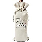 Wedding Wine Gift Bags - for Wedding Ceremony, Engagement - Reusable Burlap With Drawstring Gift Bag (5.5"x 13.5")-1 Pcs/jiu033