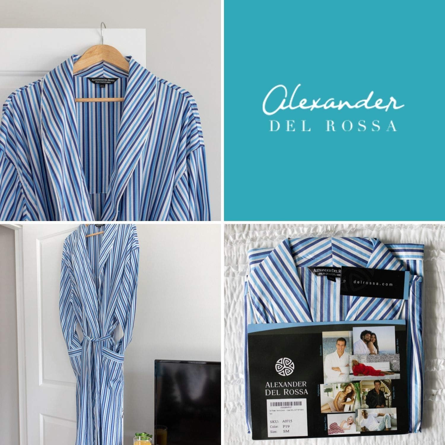 Alexander Del Rossa Mens Cotton Robe, Lightweight Woven Bathrobe at  Men’s Clothing store