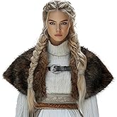 MCJC Medieval Cloak,Viking Costume Faux Fur Shawl For Women, Halloween Performance Accessory