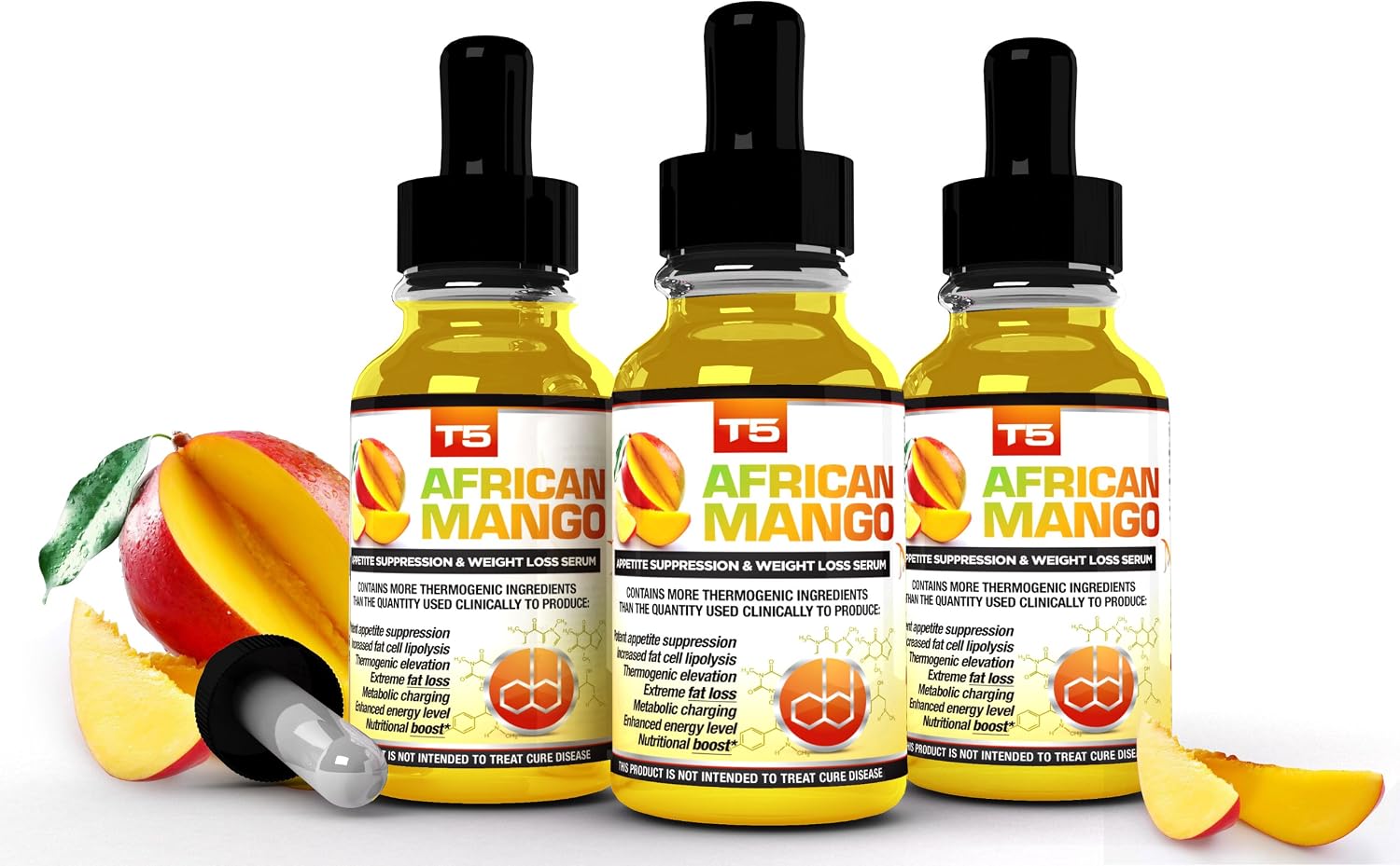 x3 T5 African Mango Serum: Powerful T5 Fat Burners & African Mango Blend for Proven Weight Loss/Slimming/Fat Burning (3 Month Supply)