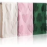 Remagr 3 Pcs Seasonal Hand Towels Set Holiday Jacquard Bath Towel Bunny Shamrock Easter St. Patrick's Day Valentine's Day 29.5 x 13.8 Soft 100% Cotton Kitchen Towel Gift for Home Bathroom Spring Decor