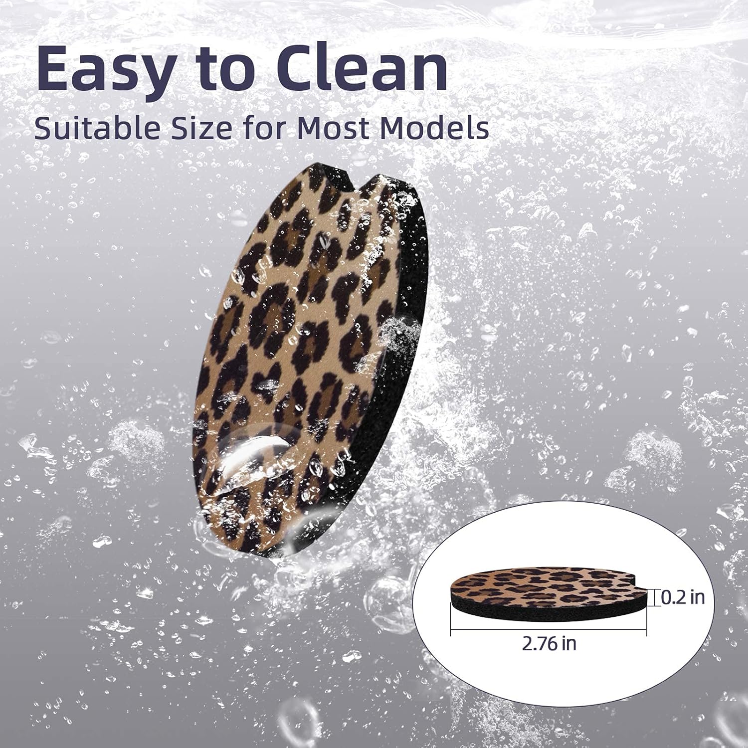 lifeegrn Car Coasters, Car Cup Holder Coasters, 2.76 Inches Car Coasters for Cup Holders, Anti Slip Removable Universal Neoprene Drinks Absorbent, Car Coasters for Women(Leopard 2 Packs): Automotive