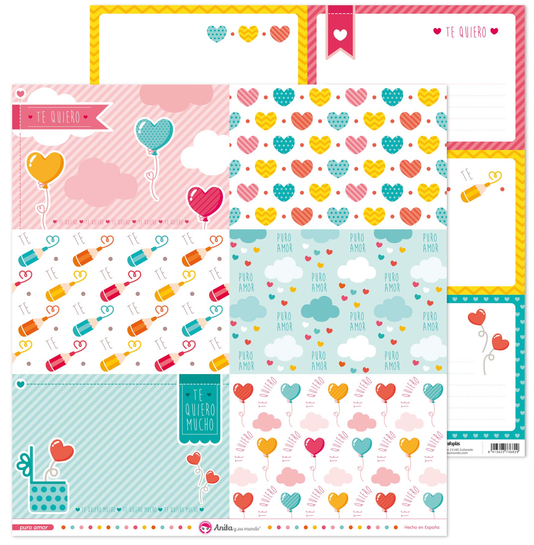 Anita and Su Mundo Pure Love Collection Scrapbooking Papers, Paper, Large Cards, 12" x 12"