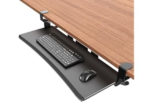 UPGRAVITY Extra Large Keyboard Tray Under Desk - Slide Out with Sturdy C-Clip Mount System, 31.5" (35.8" Including Clamps) x 11.8" Put-Out Keyboard Tray Computer Drawer for Ergonomic Typing, Black