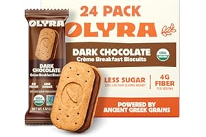 Olyra Dark Chocolate Sandwich Breakfast Biscuits, Healthy Snacks for Adults and Kids, Low Sugar, Organic Vegan Cookies, Office Snacks, USDA Certified, Non GMO 24 Packs