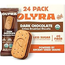 Olyra Dark Chocolate, Sandwich Breakfast Biscuits, Healthy Snacks for Adults and Kids, Low Sugar, High Fiber, Organic Vegan C