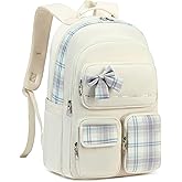 KIDNUO Backpack for Girls,School Backpacks for Teen,Cute College Bags for Women Students Large Bookbag 15.6 Inch Laptop Bag Back Pack Kids Kindergarten Elementary Casual Travel Daypacks Beige
