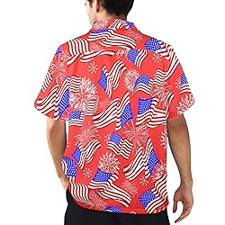 HUGLAZY American Flag Shirt Mens Hawaiian Shirts