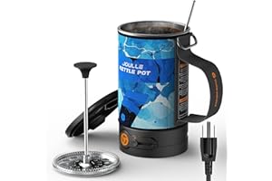 STOKE VOLTAICS Electric French Press Coffee Maker, 120V Boil Water & Press Coffee 2-in-1, Portable Design for Camping, Travel