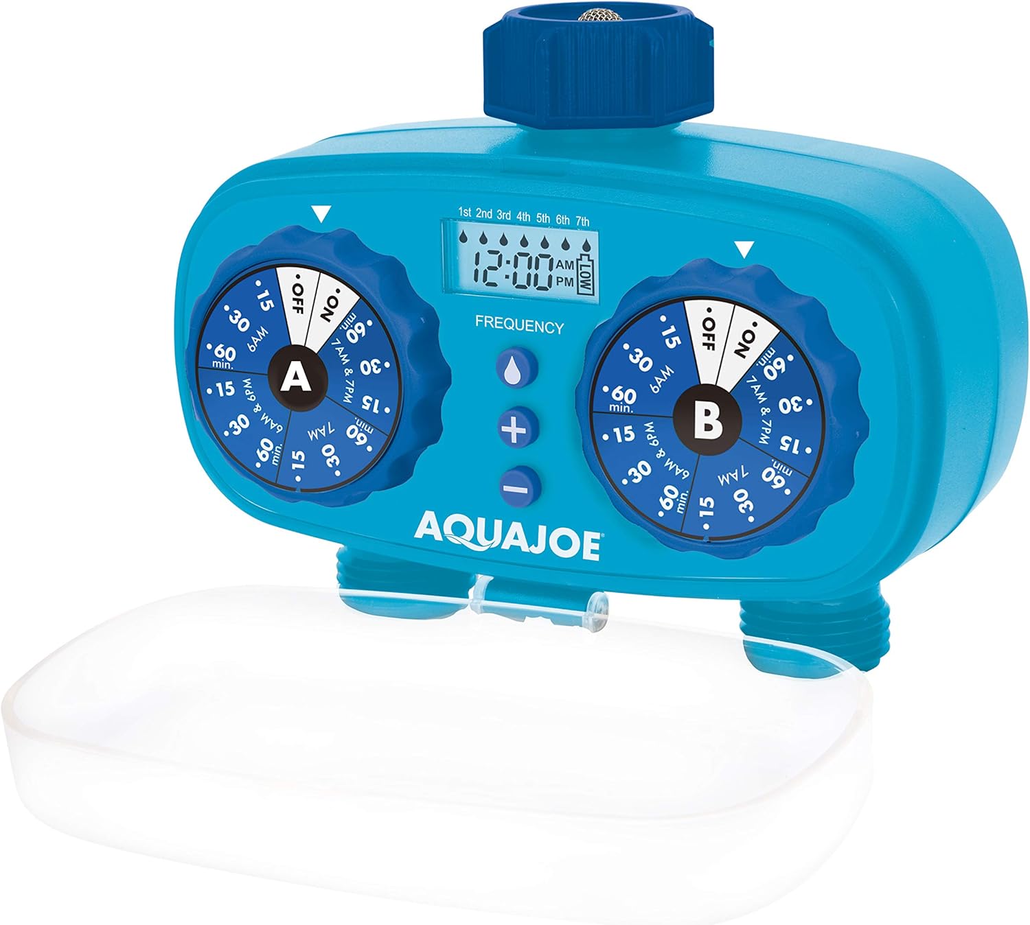 Aqua Joe AJ-ET2Z Easy 2-Zone Electronic Timer w/13 Program Presets, LCD Display, Max Frequency Control : Garden & Outdoor