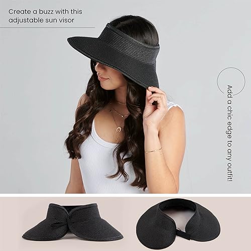 San Diego Hat Company Signature Women's Ultrabraid Large Brim Visor with  Ribbon Binding Sweatband, Sun Hats