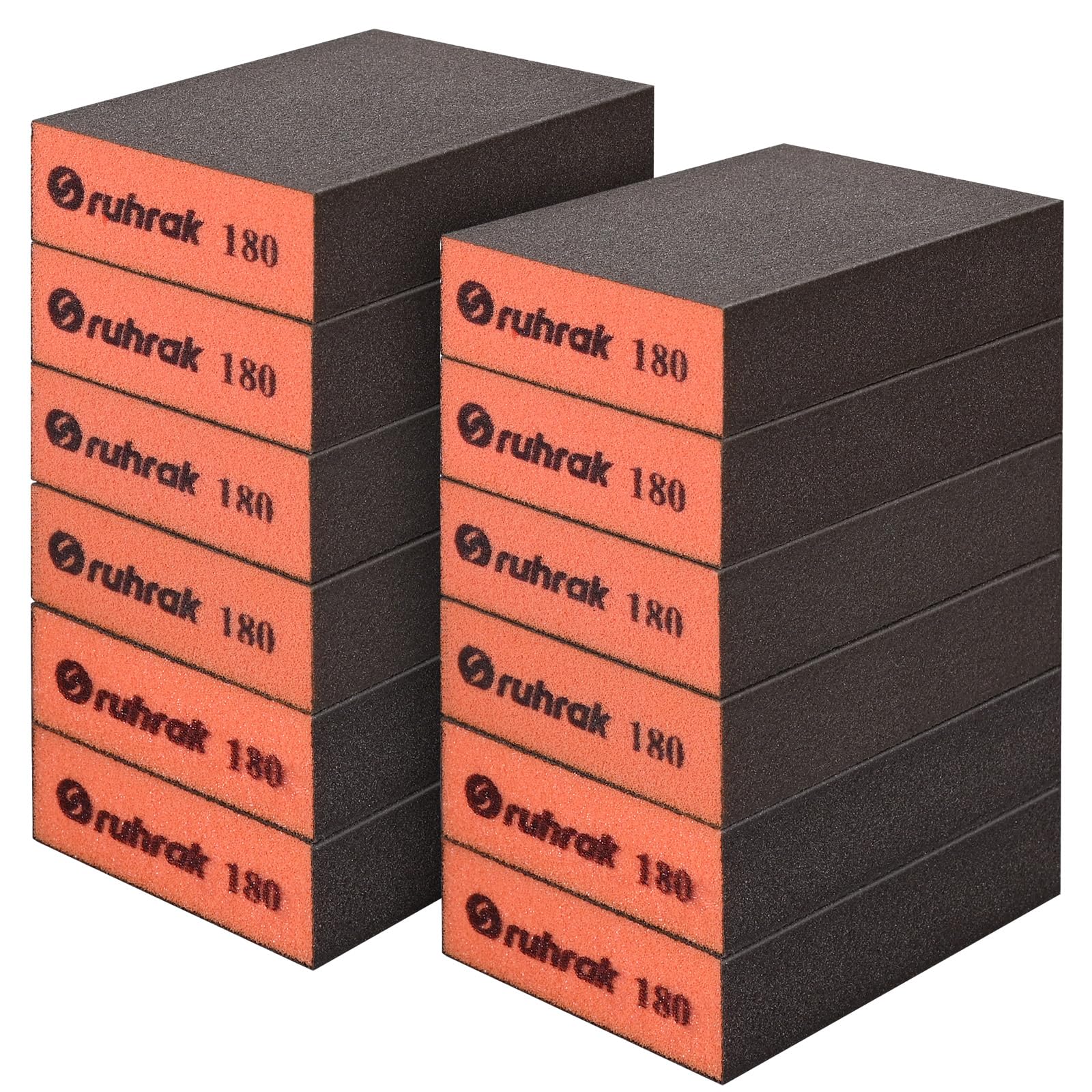 Sruhrak Sanding Block 12 Pieces Hard Sanding Sponges, 180 Grits Wet Dry Reusable Sanding Pads for Wood, Plastic, Drywall and Metal Polis