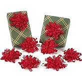 HUIHUANG Red Bows for Gift Wrapping Christmas Gift Bows 5 inch x 8 Counts Self-Adhesive Curly Ribbon Bow for Presents, Paper Bag, Party Favors, Wrapping Accessories, Holiday Wedding Decoration