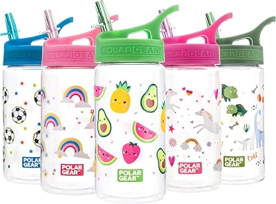 Polar Gear Kids Water Bottle 400ml with Straw Leakproof Green Fruit