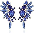VANGETIMI Vintage Rhinestone Statement Earrings for Women Fashion Bling Colorful Crystal Cluster Drop Dangle Earrings