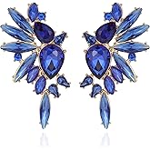 VANGETIMI Vintage Rhinestone Statement Earrings for Women Fashion Bling Colorful Crystal Cluster Drop Dangle Earrings