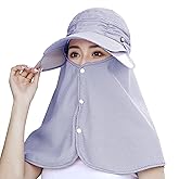 Womens Summer Wide Brim Sun Hat with Face Neck Cover Outdoor Cycling Fishing Beach Sunblock UV Protection Sunshade Visor Cap