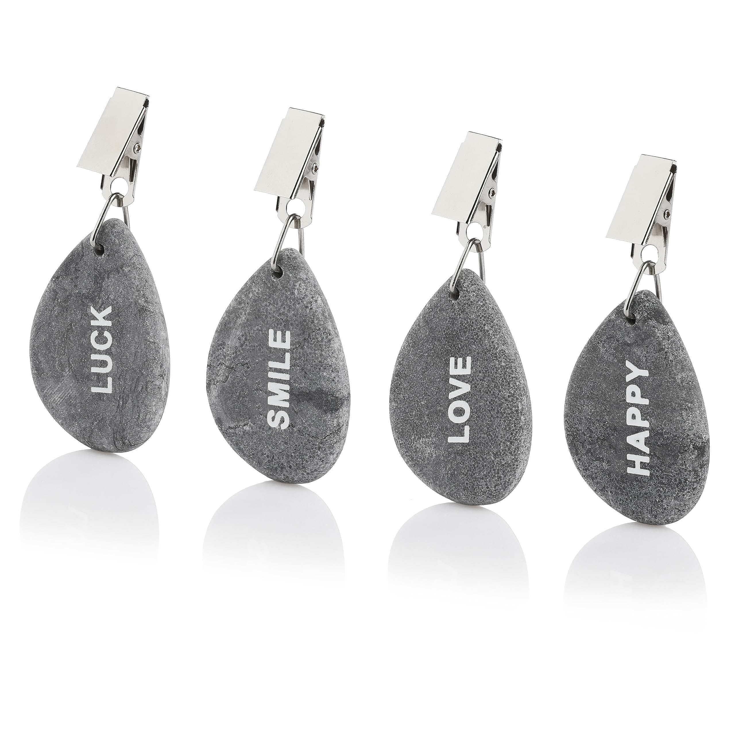 LaGreen Tablecloth Weights Set of 4 – Practical Helper for Patio, Garden & Balcony – Easy to Use, Weather-Resistant Natural Stone – Various Designs – Approx. 42 g per Hanger – 9 x 4.5 x 1 cm