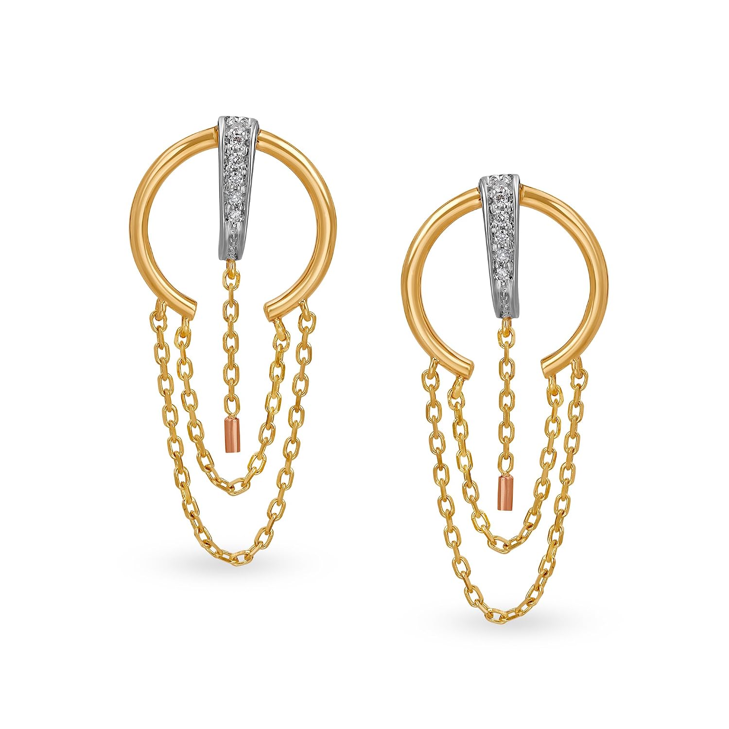 Buy Mia by Tanishq 14KT Yellow Gold and Diamond Drop Earrings for Women