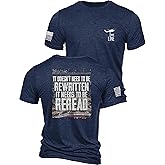 Nine Line ReRead Not ReWritten T-Shirt for Men Patriotic American Flag Shirt, Veteran Owned American Made USA Freedom Apparel